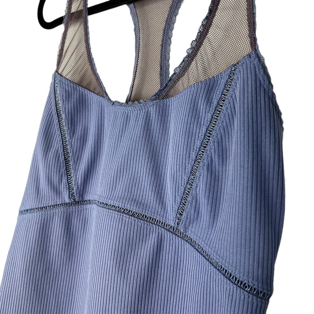 Free People Movement Mesh Lace Inset Racerback Ribbed Athletic Tank Size Medium - Picture 3 of 6
